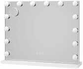  MAMIZO Hollywood Spiegel mit Beleuchtung, 80x60 cm  Schminkspiegel mit 14 Dimmer LED Leuchten, Großer Kosmetikspiegel mit  Licht, Touch-Steuerung, mit 10-facher Vergrößerungsspiegel, Weiß