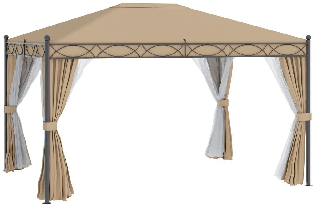 Outsunny Pavillon 3x4 m mit 4xSeitenwände Beige ab 368,91
