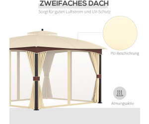 Outsunny Pavillon 3x4 m mit 4xSeitenwände Khaki ab 382,90
