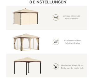 Outsunny Pavillon 3x4 m mit 4xSeitenwände Khaki ab 382,90