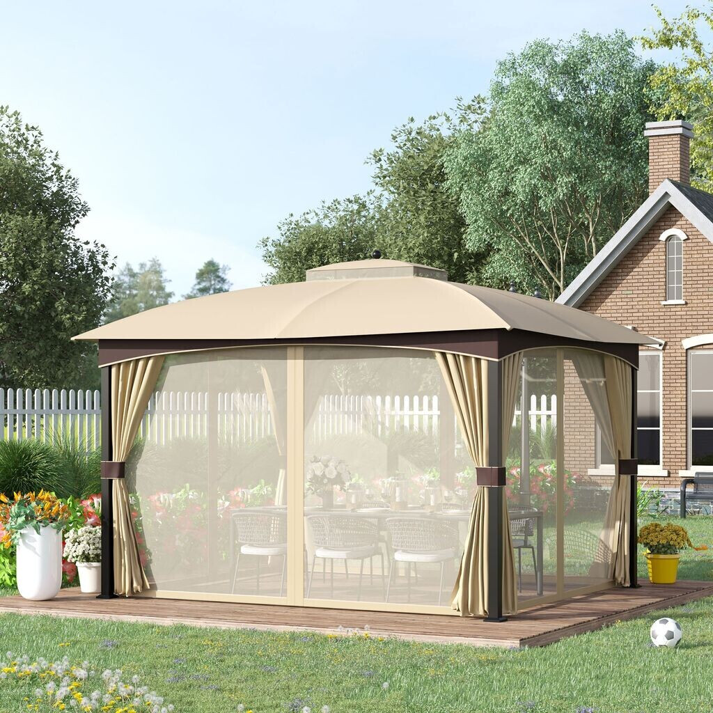 Outsunny Pavillon 3x4 m mit 4xSeitenwände Khaki ab 382,90