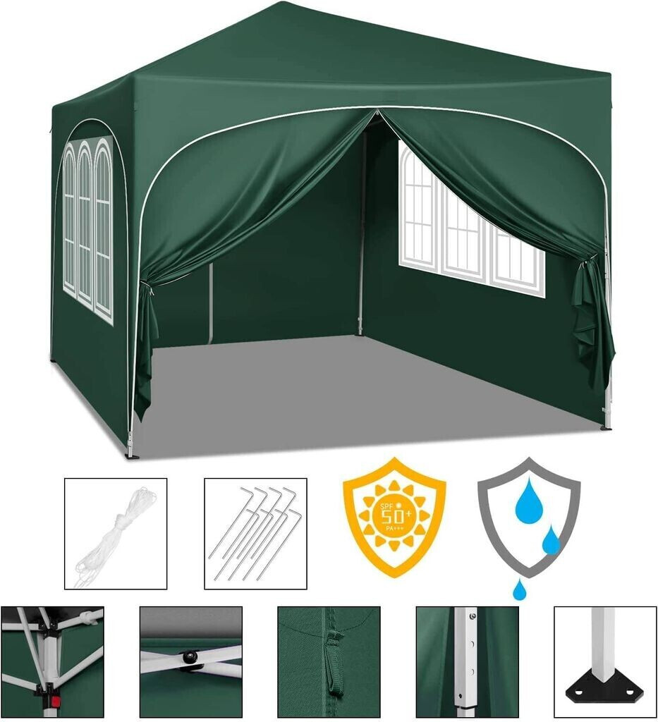 Woltu Faltpavillon 3x3 m mit 4 Seitenwänden Grün ab 114,99