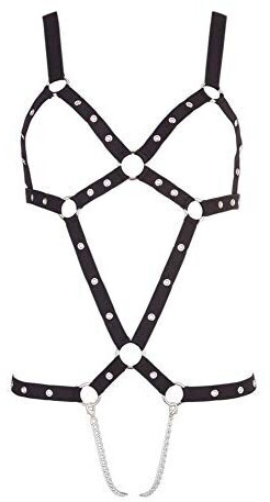 Bad Kitty Harness with rivets and two crotch chains