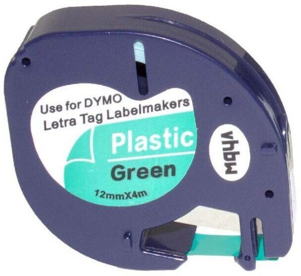 vhbw Schriftband-Kassette kompatibel mit Dymo LetraTag LT-100H, 2000, XM, LT -100T, QX50 12mm Schwarz auf Grün ab 5,00 €