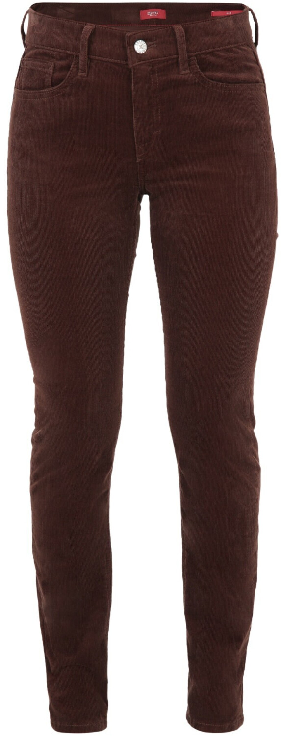 Esprit Corduroy trousers with a slim fit and a mid-rise waistband (093EE1B305) brown