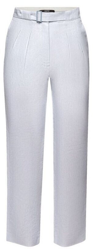 Esprit Cropped chinos with fixed belt, linen mix light blue lavender