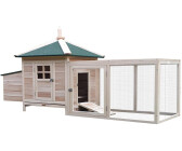 PawHut Poulailler cottage cage à poules sur pied dim. 168L x 110l x 101H cm  multi-équipement bois sapin lasuré
