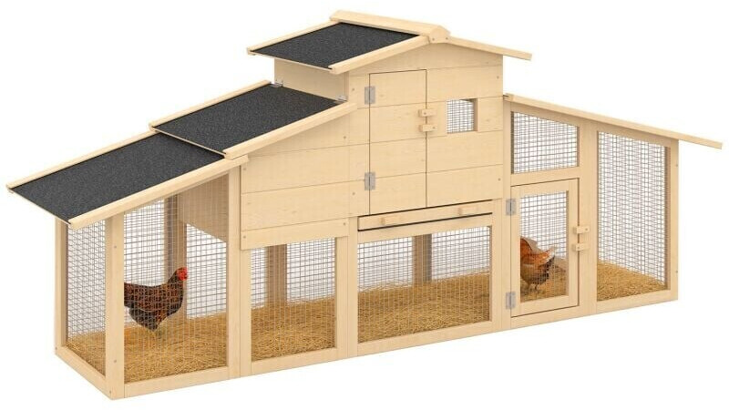 IDMarket Poulailler VIP avec pondoir et clapier double XXL en bois (15937)
