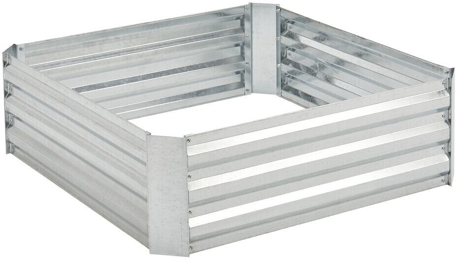 en.casa Raised Bed Barneveld Steel 90 x 90 x 30 cm Silver