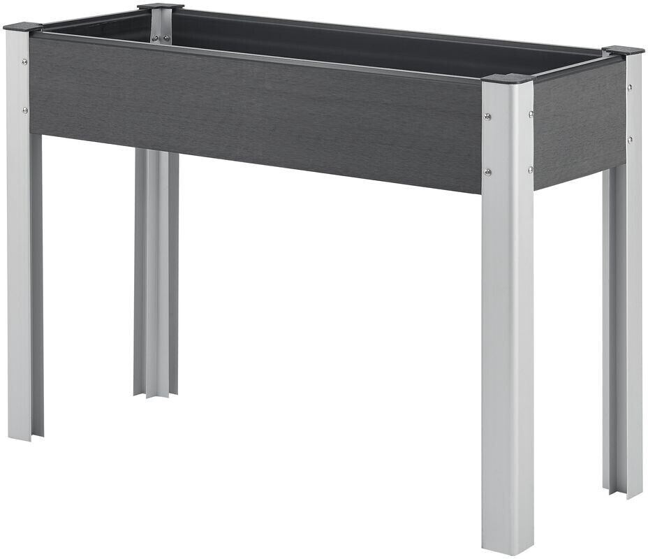 en.casa Raised Bed Beverwijk with Grid Bottom Aluminum Frame 100 x 40 x 75 cm Dark Grey