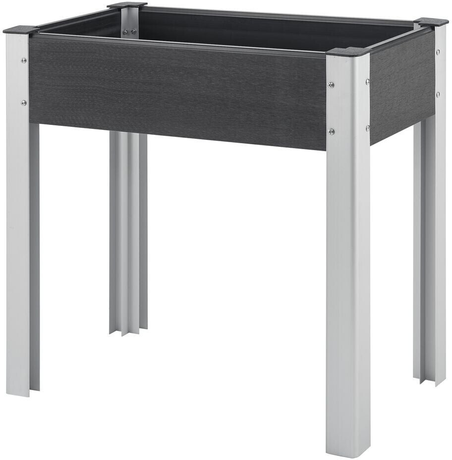 en.casa Raised Bed Beverwijk with Grid Bottom Aluminum Frame 75 x 40 x 75 cm Dark Grey