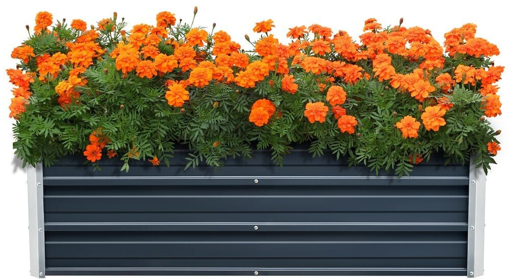en.casa Garden Bed Nijmegen with 1 Centre Strut Steel 125 x 47 x 40 cm Anthracite