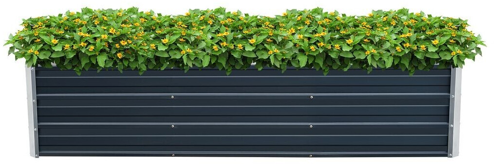 en.casa Garden Bed Nijmegen with 2 Centre Struts Steel 183 x 47 x 40 cm Anthracite