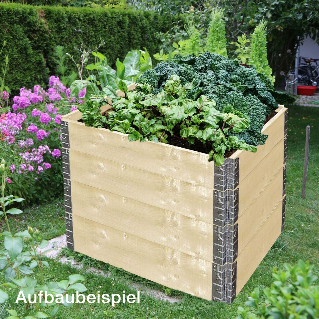 Gartenfreude Hochbeet Pflanzbeet aus Fichtenholz 4er Set erweiterbar