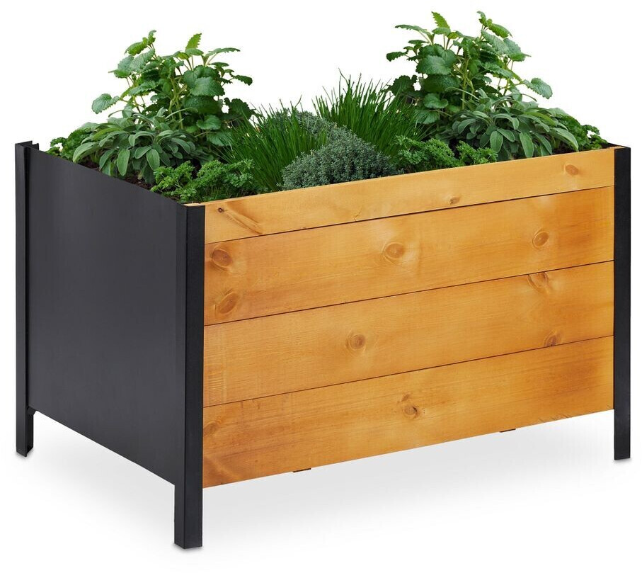 Relaxdays Wooden Raised Bed with Fleece 78 x 51 x 48 cm (10036904)