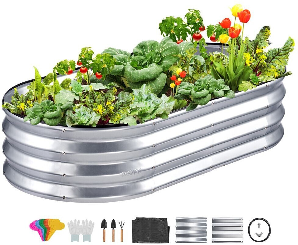 VEVOR Metal Raised Bed 122,5 x 62,5 x 28 cm Silver
