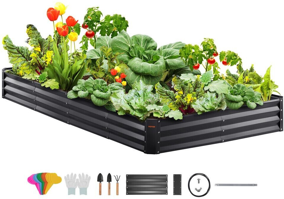 VEVOR Metal Raised Bed 240 x 120 x 28 cm Dark Grey