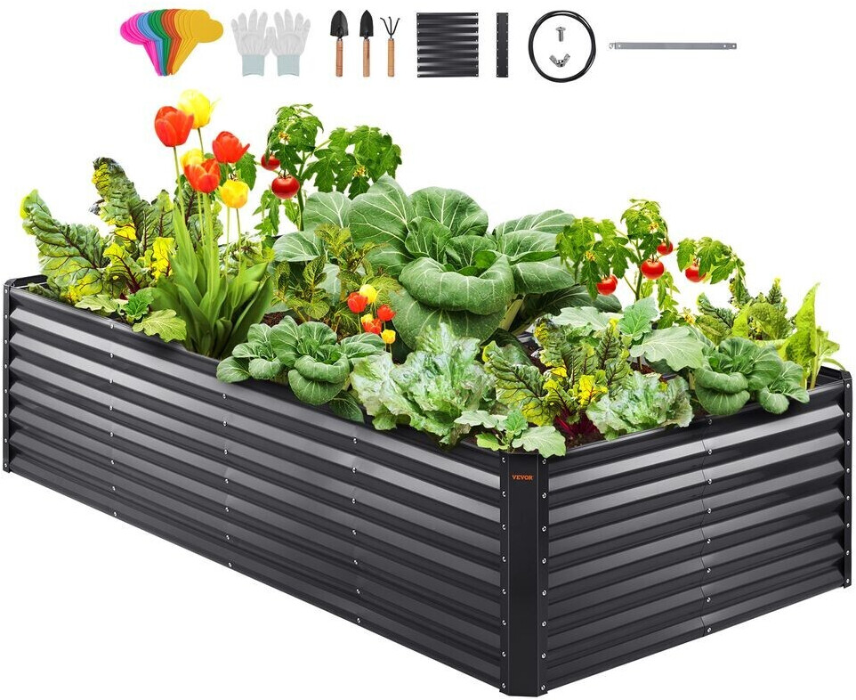 VEVOR Metal Raised Bed 240 x 120 x 60 cm Dark Grey
