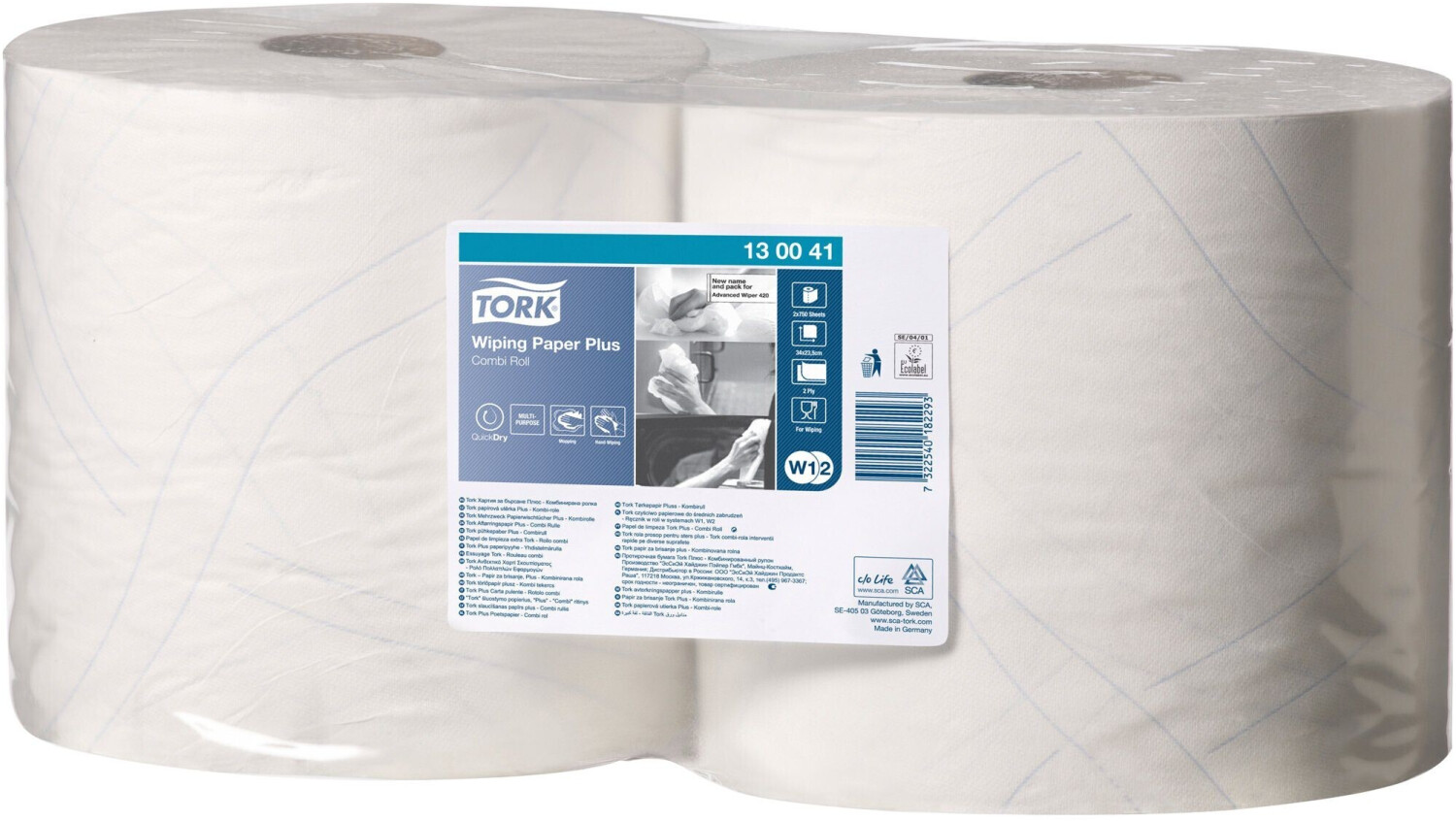 Tork 130041 Cleaning cloth white (2 rolls)