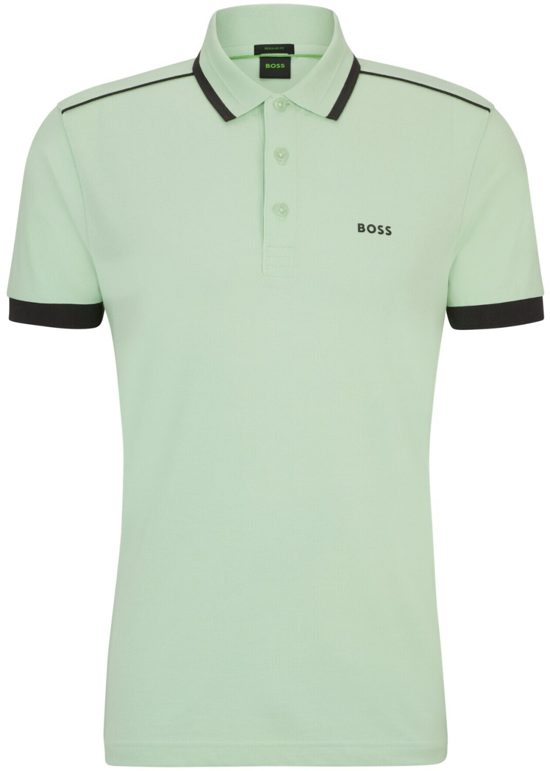 Hugo Boss Cotton piqué polo shirt with contrasting coloured stripes and logo (50512995) green