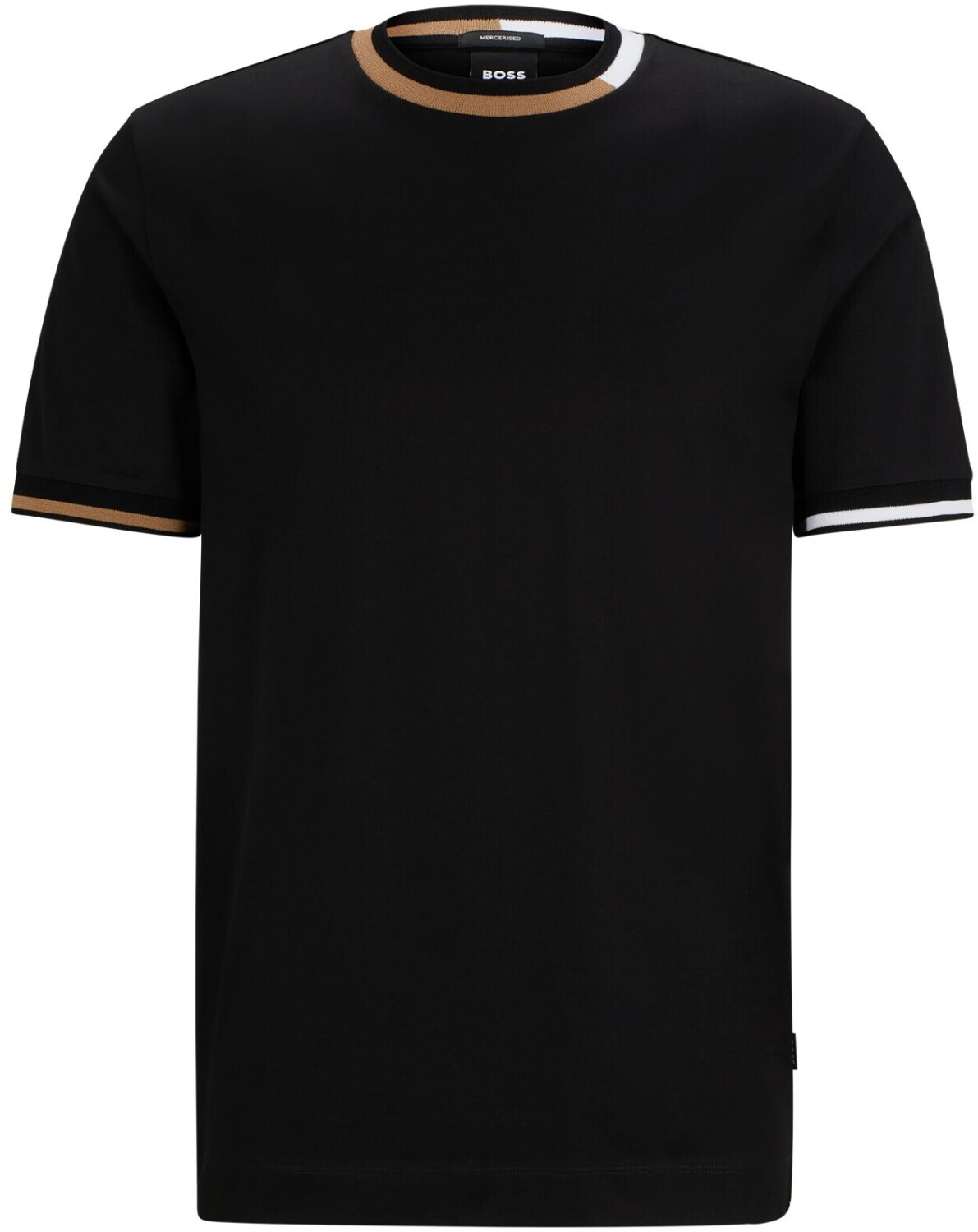 Hugo Boss T Shirt aus merzerisierter Baumwolle mit Signature Streifen Akzenten 50513364 schwarz ab 74 99 Preisvergleich bei idealo