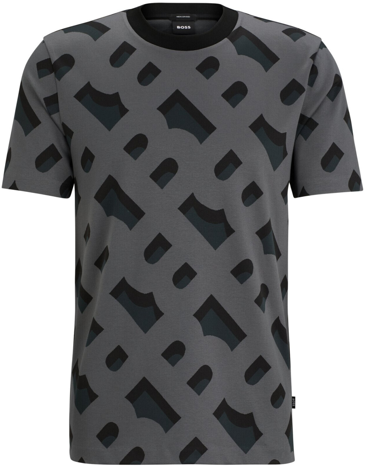 Hugo Boss T-shirt in mercerised stretch cotton with jacquard monograms (50504100) grey