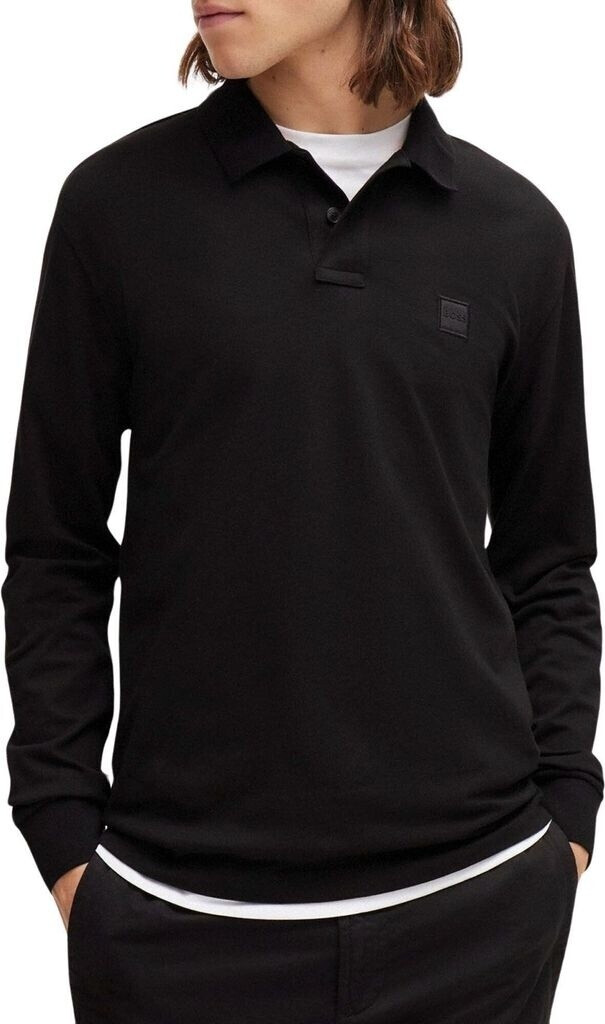 Hugo Boss Long-sleeved polo shirt made of stretch cotton with logo patch (50507704) black