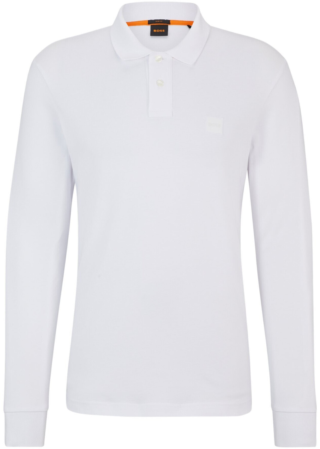 Hugo Boss Long-sleeved polo shirt in stretch cotton with logo patch (50507704) white