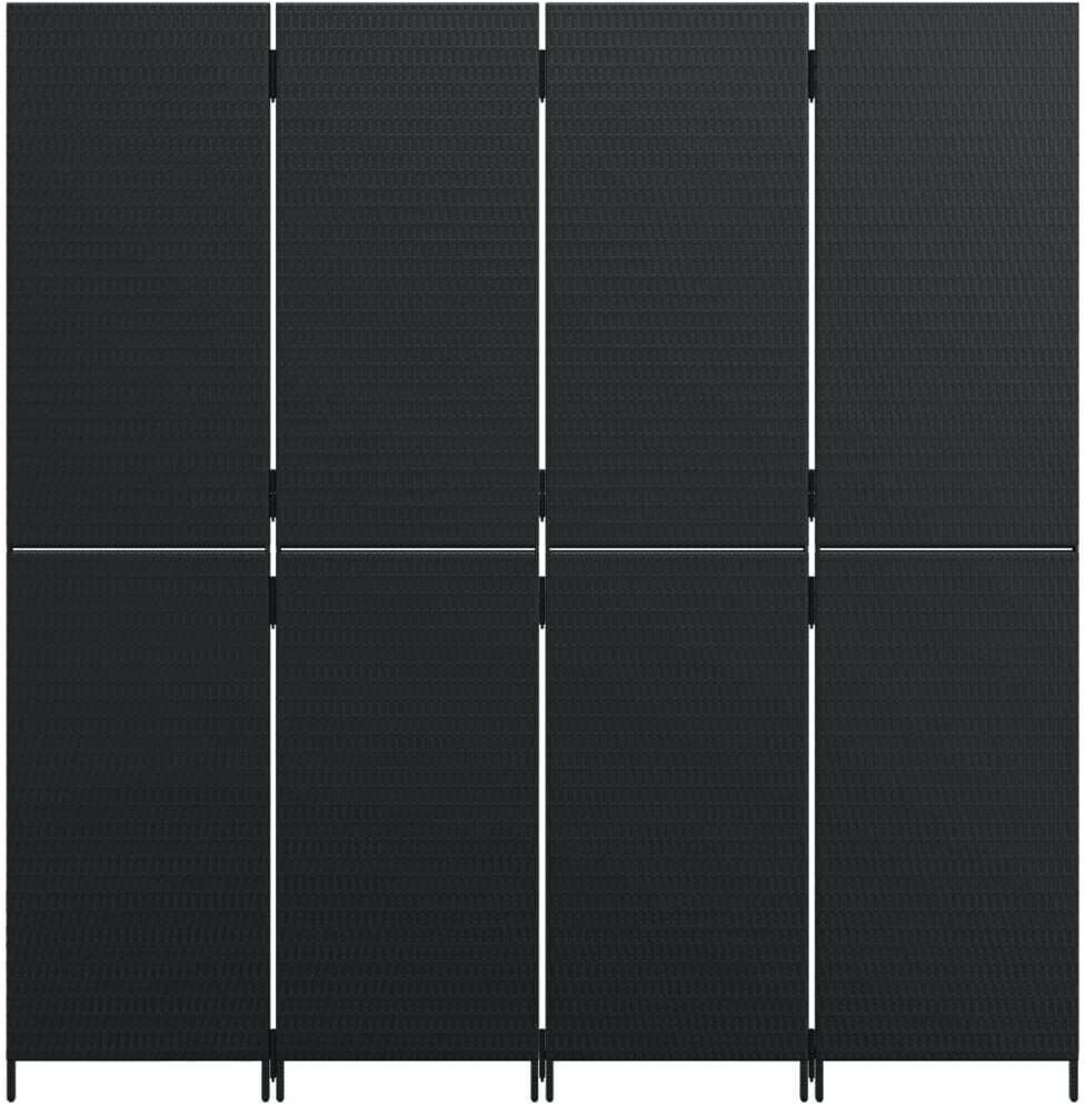 vidaXL Polyrattan Room Divider 4 panels black