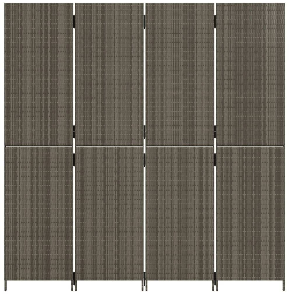 vidaXL Polyrattan Room Divider 4 panels grey
