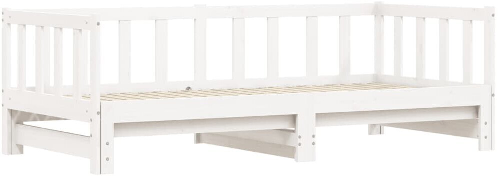 vidaXL Pull-out sofa bed 90x190 cm solid pine wood white