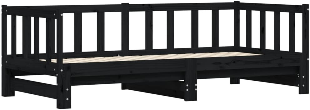 vidaXL Pull-out sofa bed 90x190 cm solid pine wood black