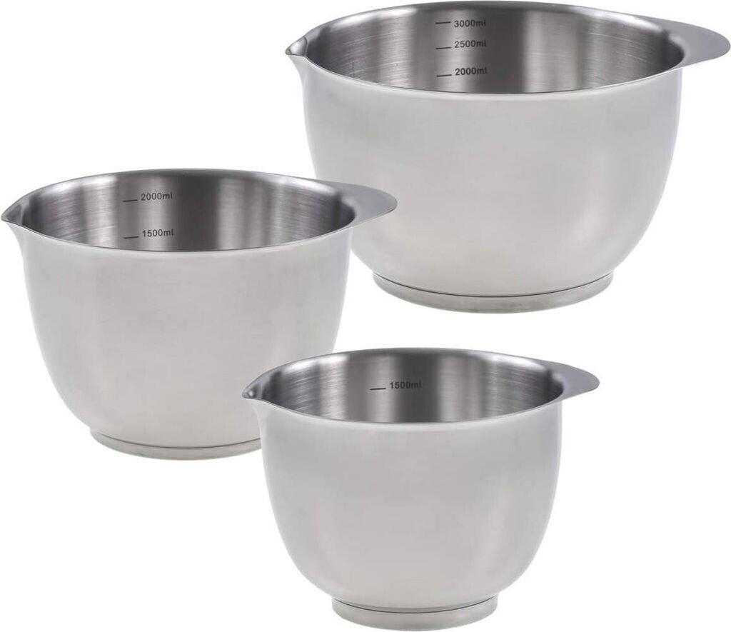 E-far Edelstahl-Rührschüsseln Mit Deckel, 3er Set – 4,6QT, 2,6QT, 1,5QT, Inkl. Reibaufsätzen, Spülmaschinengeeignet