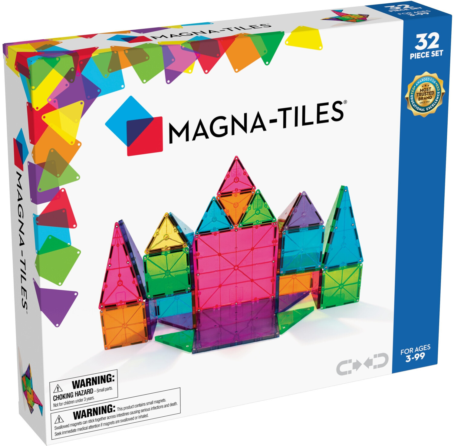 Magna Tiles Classic Set Clear Colours 32 pcs au meilleur prix sur