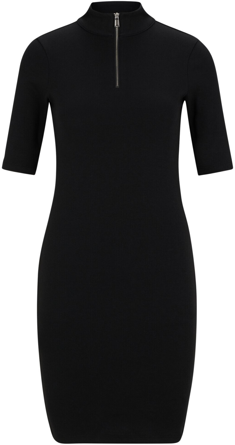 Hugo Boss Stretch jersey dress with troyer collar and stack logo (50515059) black