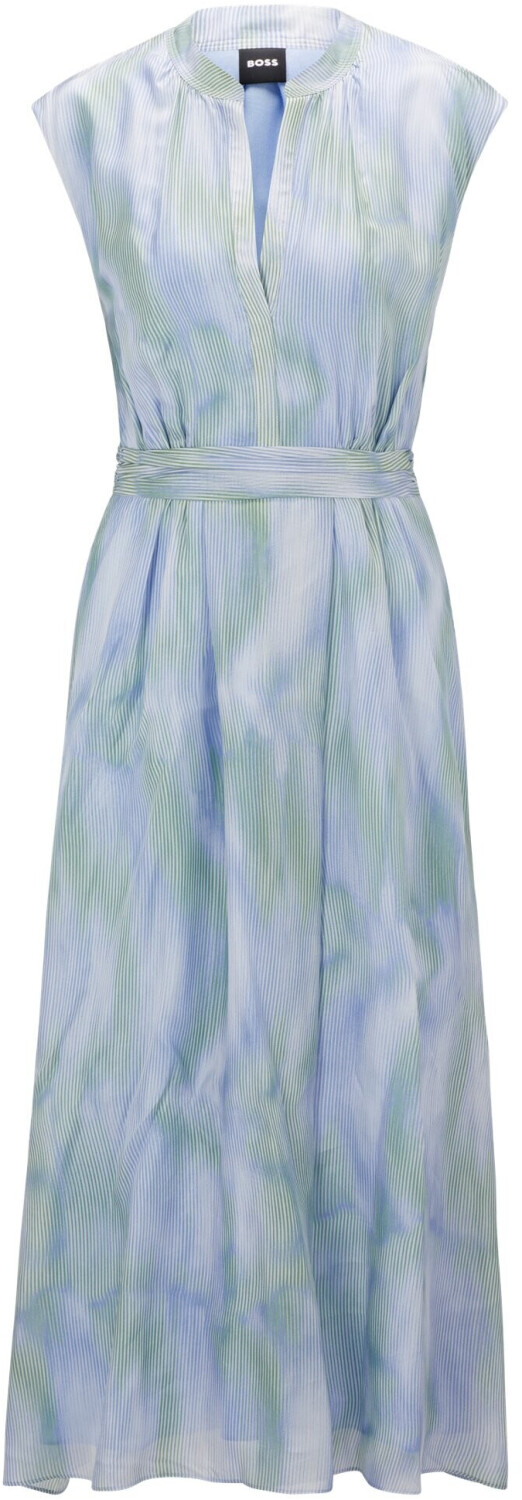 Hugo Boss Short-sleeved silk dress with striped print (50516007) blue