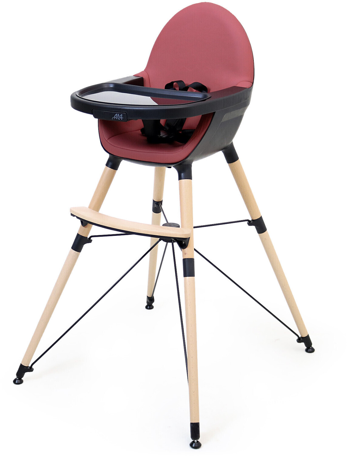 At4 Confort high chair in 3 heights black/burgundy