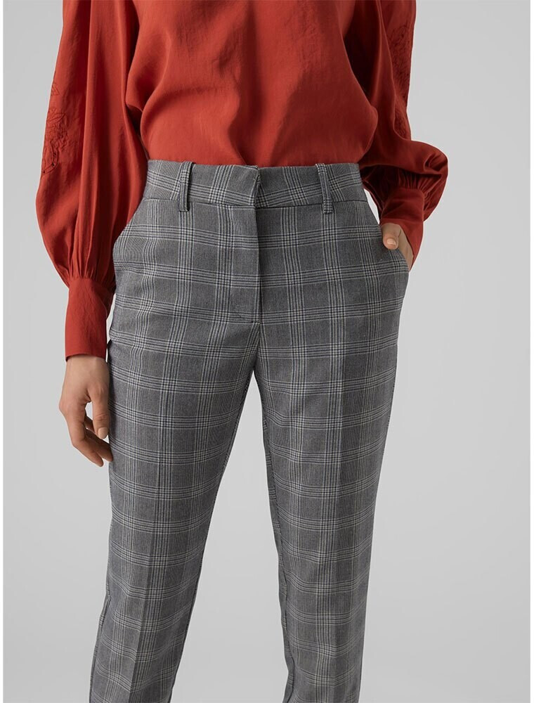 Vero Moda Malin Tapered Check Fit High Waist Pants (10299890) cloud dancer/checks w.grey/blue