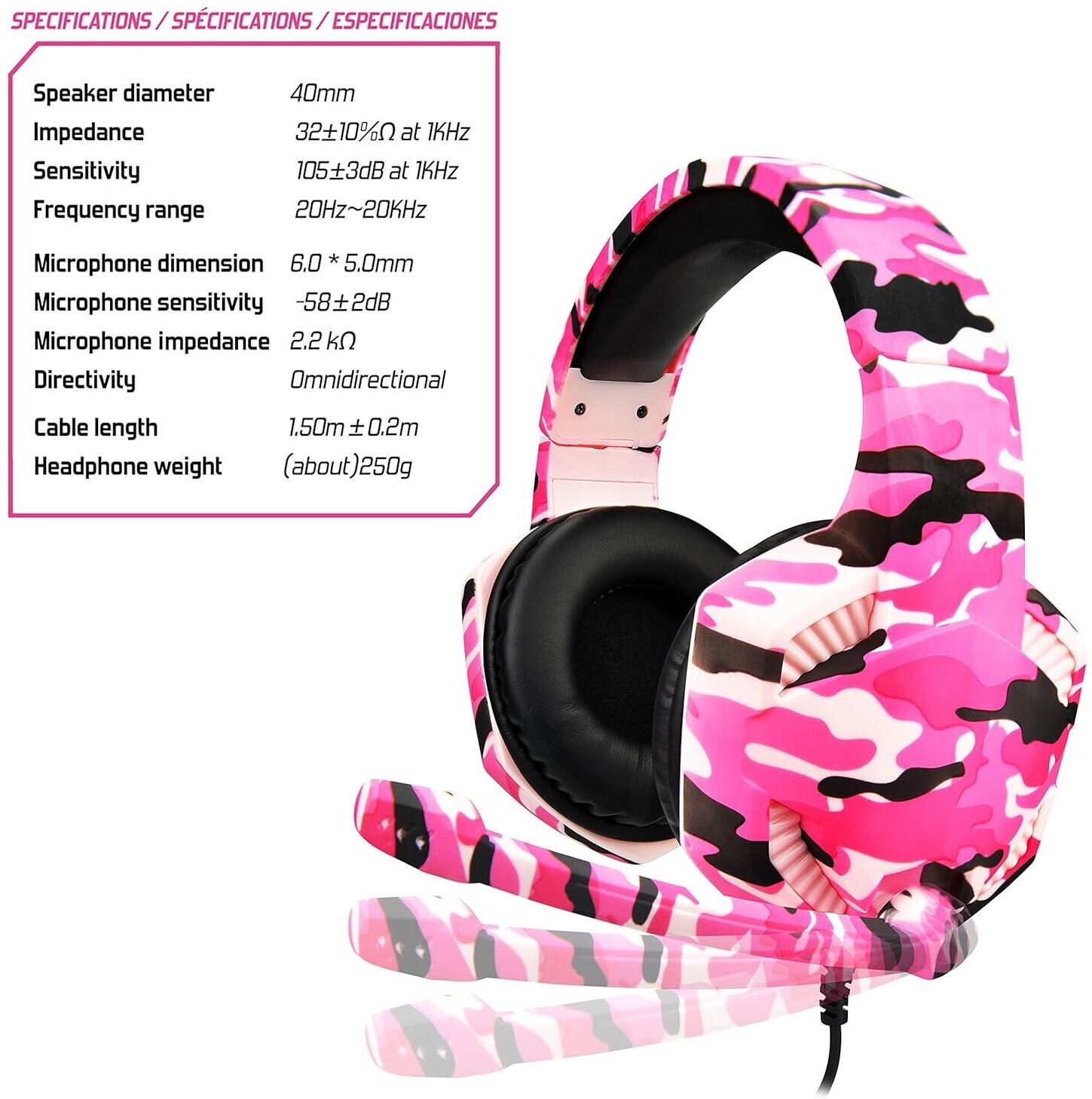 Pink online camo headset