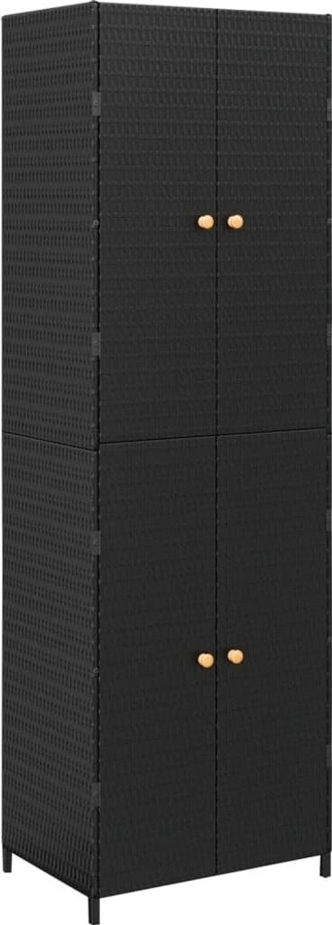 VidaXL Armoire De Rangement Jardin Gris 59x40x180 Cm - Résine Tressée, Cadre Acier, Poignées Acacia - Résistante Aux Intempéries