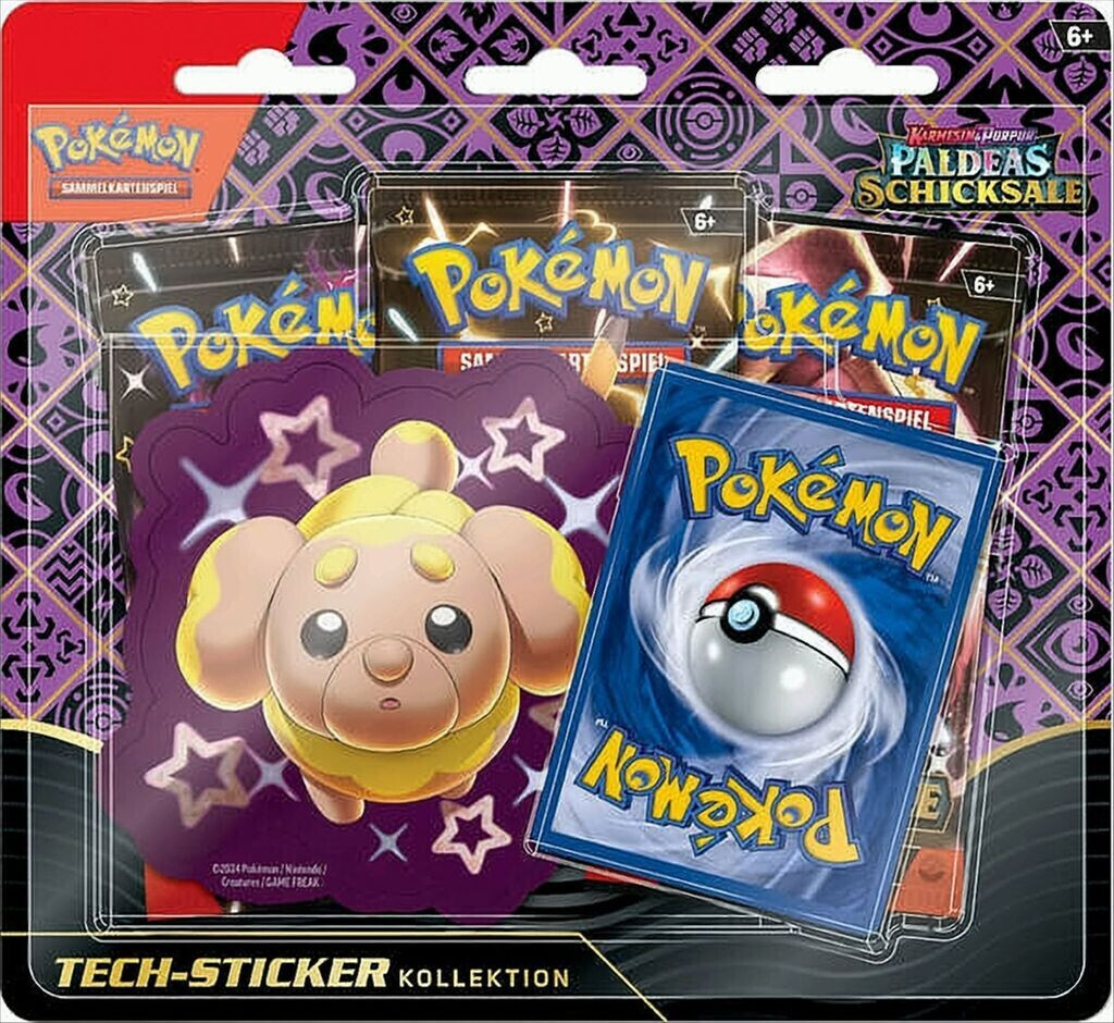 Collection Stickers Pokémon Karmesin & Purpur - Autocollant Tech Irisé + Carte Promo + 3 Boosters, JCC