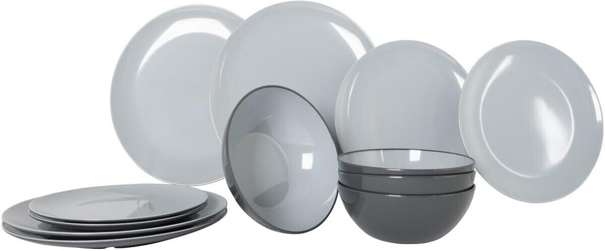 Gimex Vivid Line dishes, 12-part, gray/anthracite