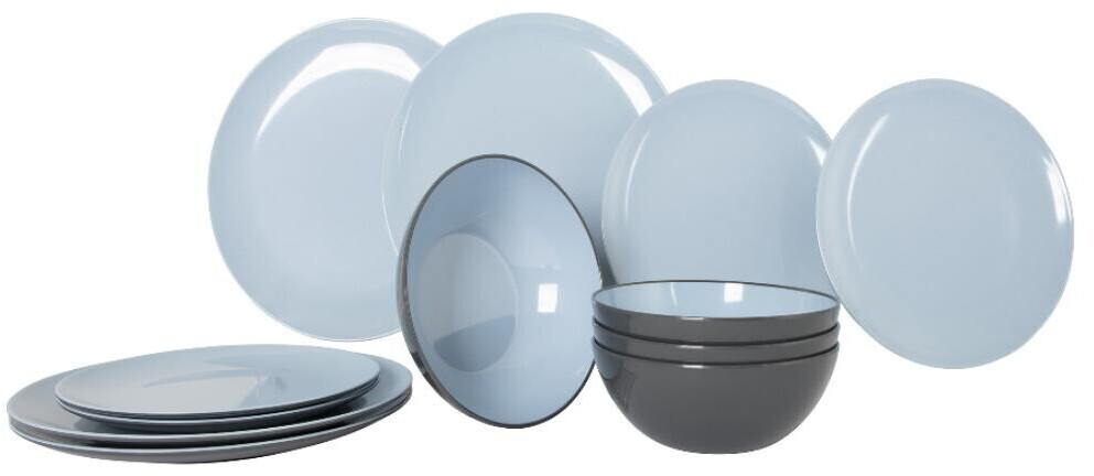 Gimex Vivid Line dishes, 12-part, gray/blue