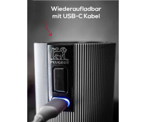 Moulin à Poivre électrique PEUGEOT Line U'Select 15cm - Rechargeable USB-C - 6 Moutures Réglables - Aluminium Carbone