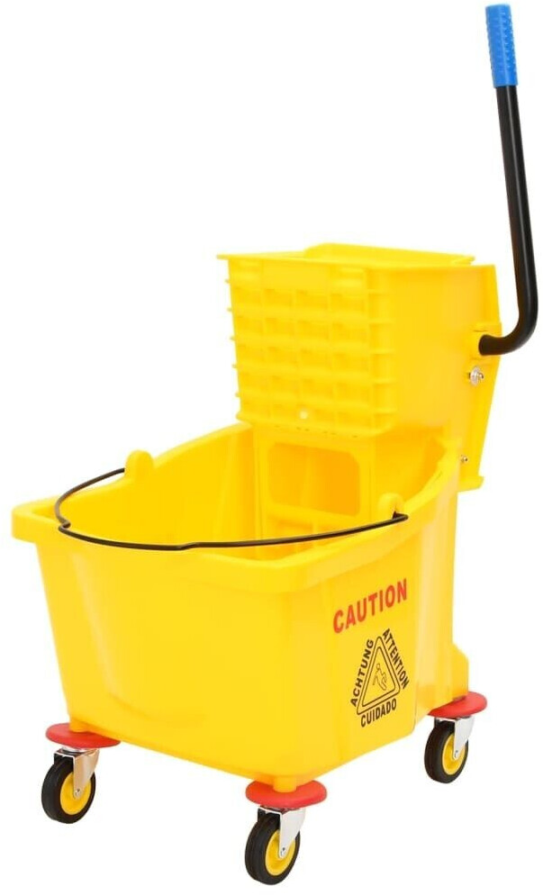 vidaXL Mop bucket with press and rollers yellow 36 L polypropylene