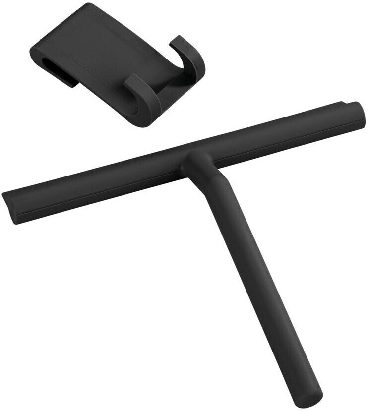 Wenko Silicone bathroom wiper Mola in black cleaner wiper squeegee 21 x 24.5 x 4 cm