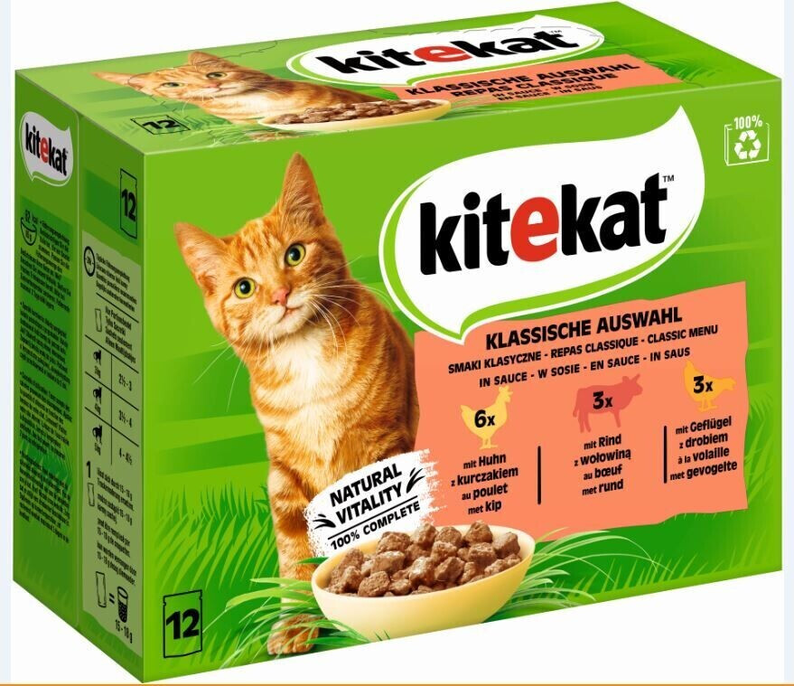 Kitekat Multipack Classic Selection in sauce chicken, beef, poultry 12x85g