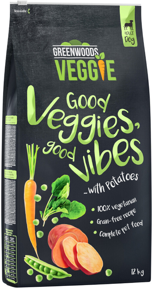Greenwoods Good Veggies, good vibes Dry Dog Food Potatoes with peas, carrots and spinach 12kg