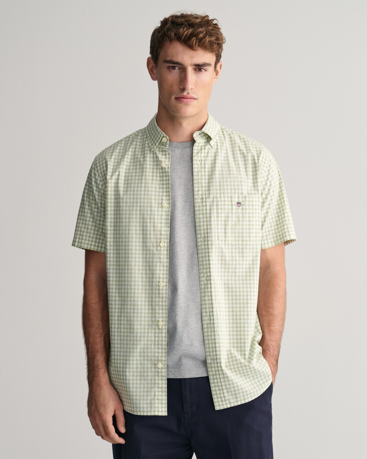 GANT Regular Fit Gingham Poplin Short Sleeve Shirt (3000121)