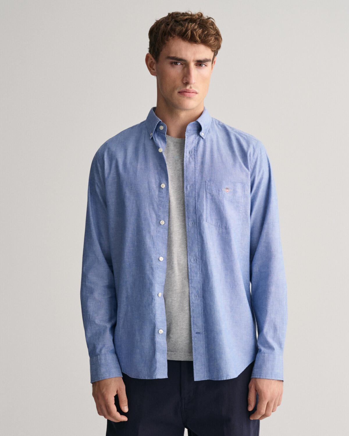 GANT Regular Fit Cotton Linen Shirt (3240100) rich blue